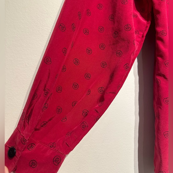 Vintage Christian Dior 100% Silk Red Rose Blouse - Picture 6 of 10